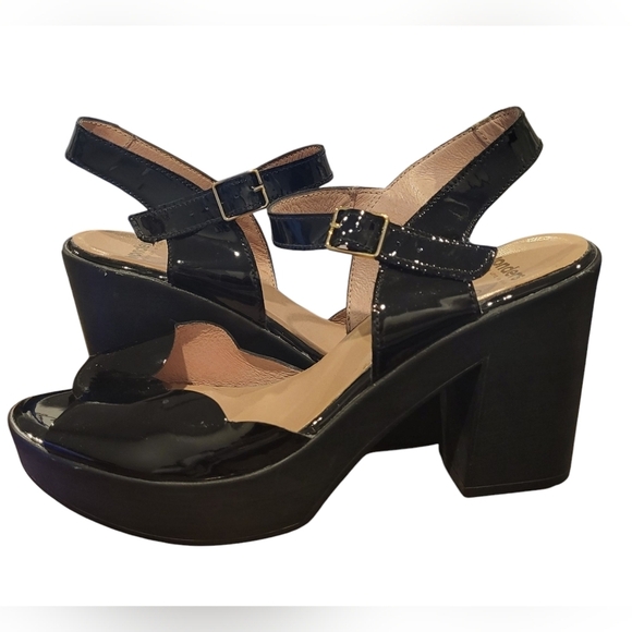 Wonders Shoes - Wonders Made in Spain Buckle Straps Open Toe High Block Heel Platform Sz 8.5-9